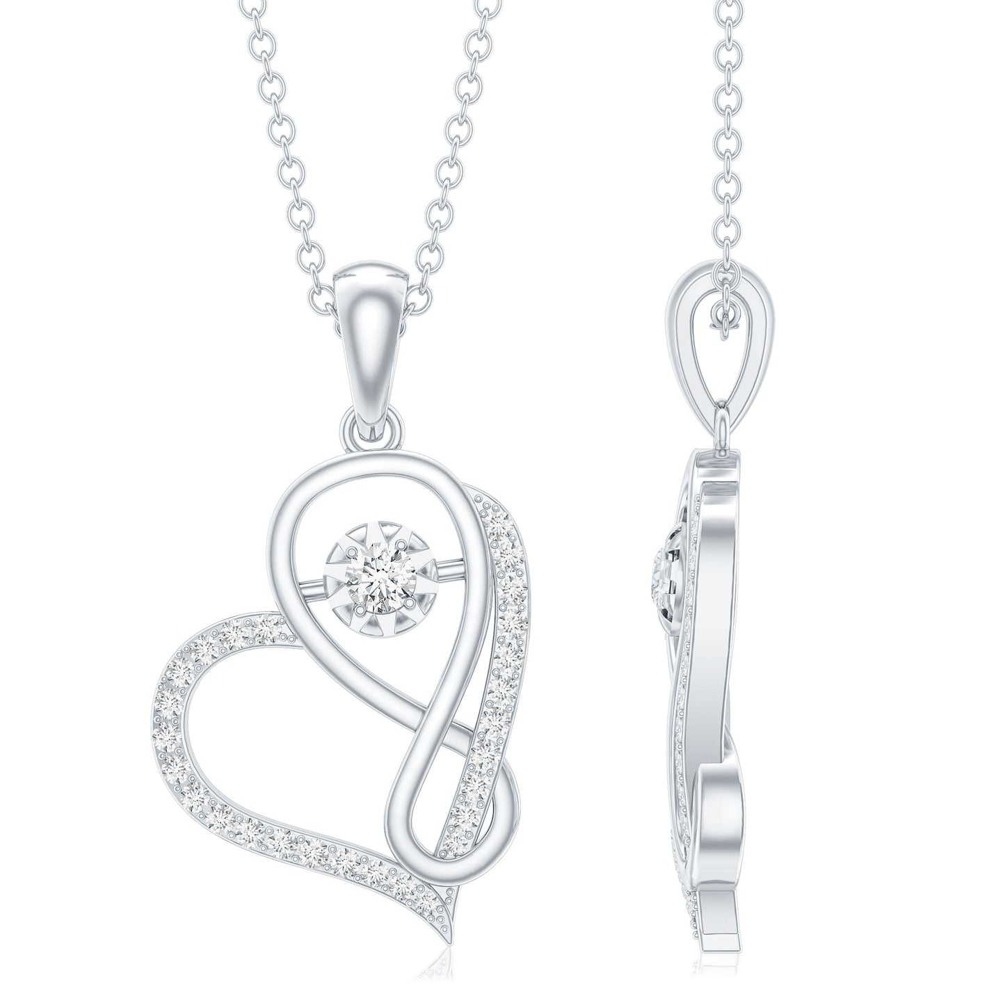 Lab Diamond Infinity Heart Necklace With Certificate