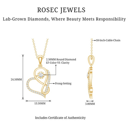 Lab Diamond Infinity Heart Necklace With Certificate
