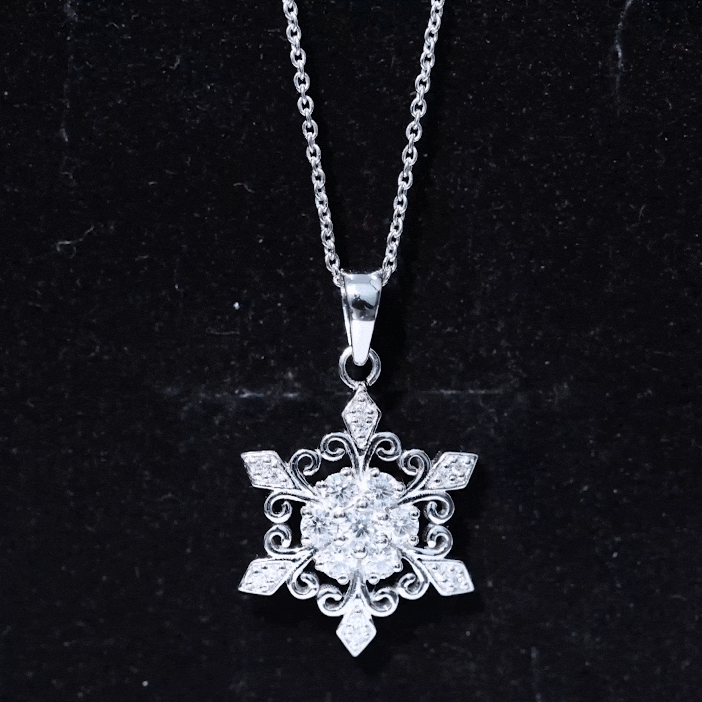Lab Grown Diamond Christmas Snowflake Pendant Necklace