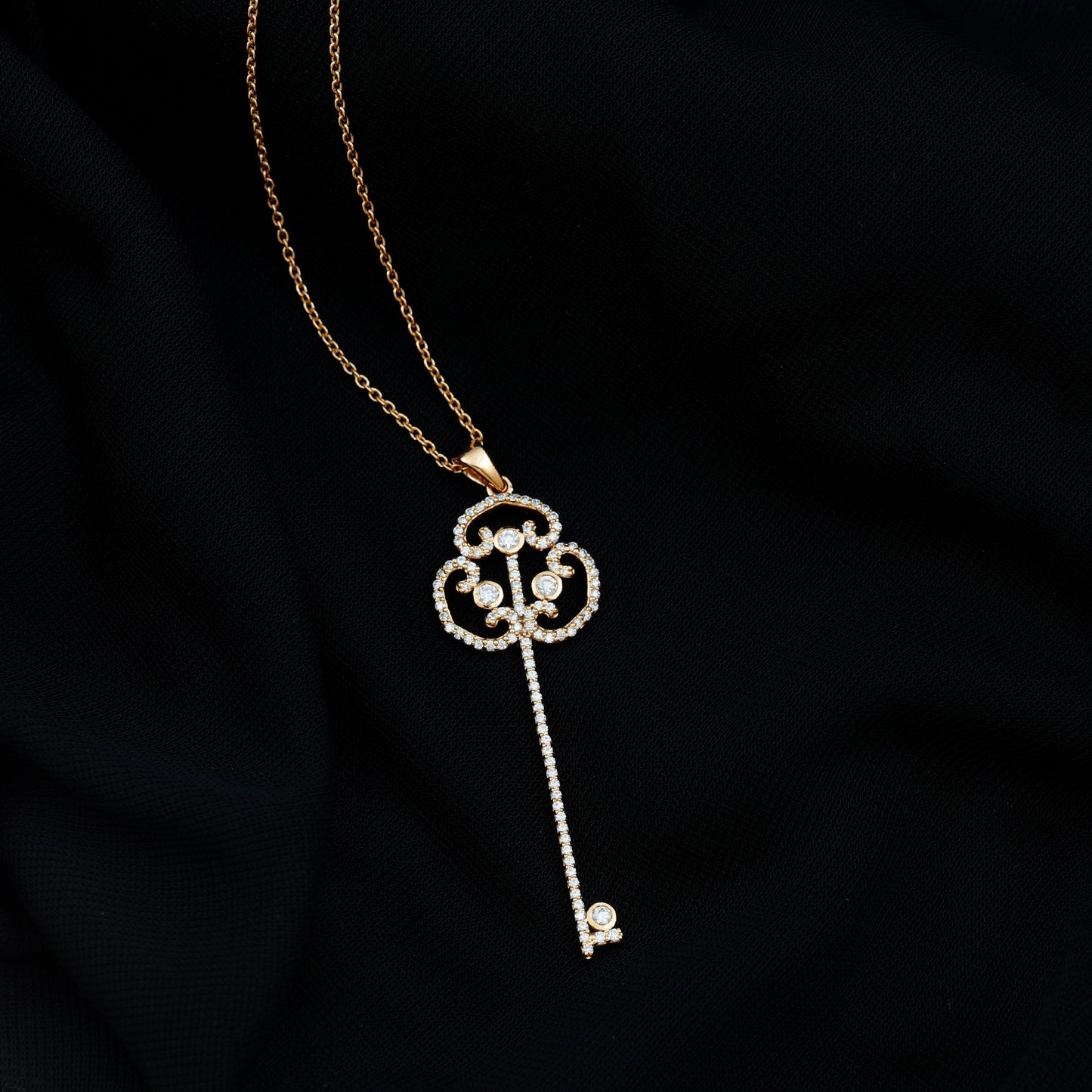 Certified Lab Created Diamond Vintage Style Key Necklace