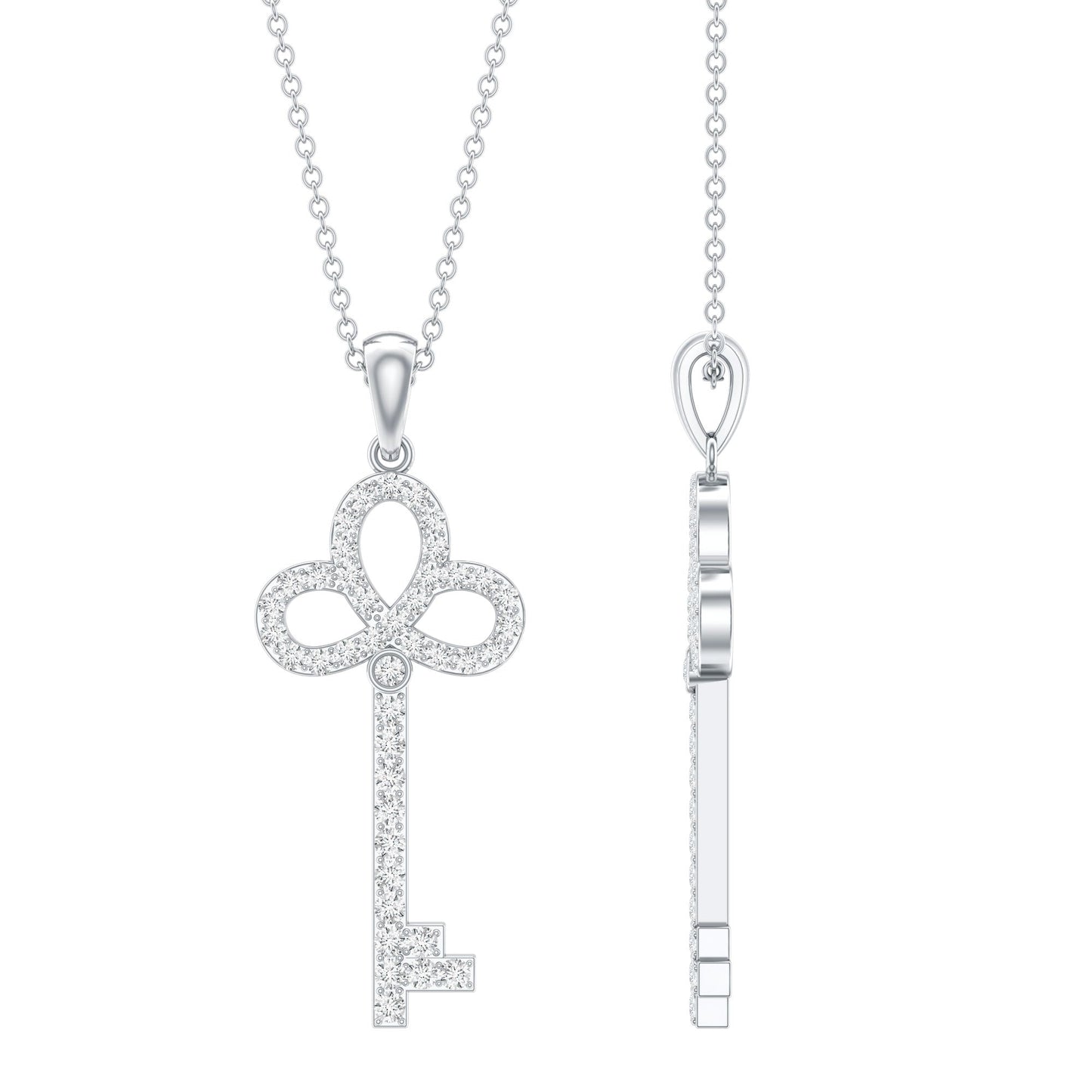 Certified Lab Created Diamond Key To My Heart Necklace