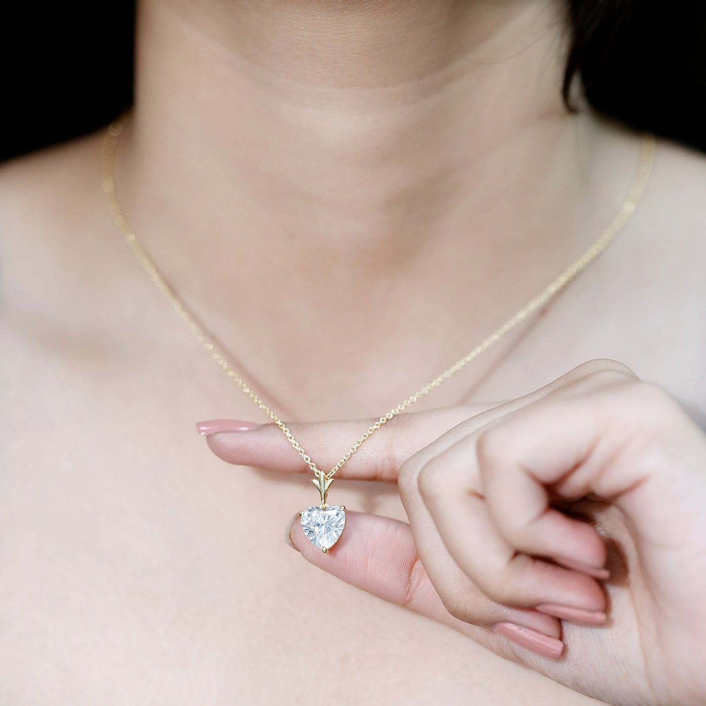 Certified 3.4 Carat Moissanite Heart Necklace for Women