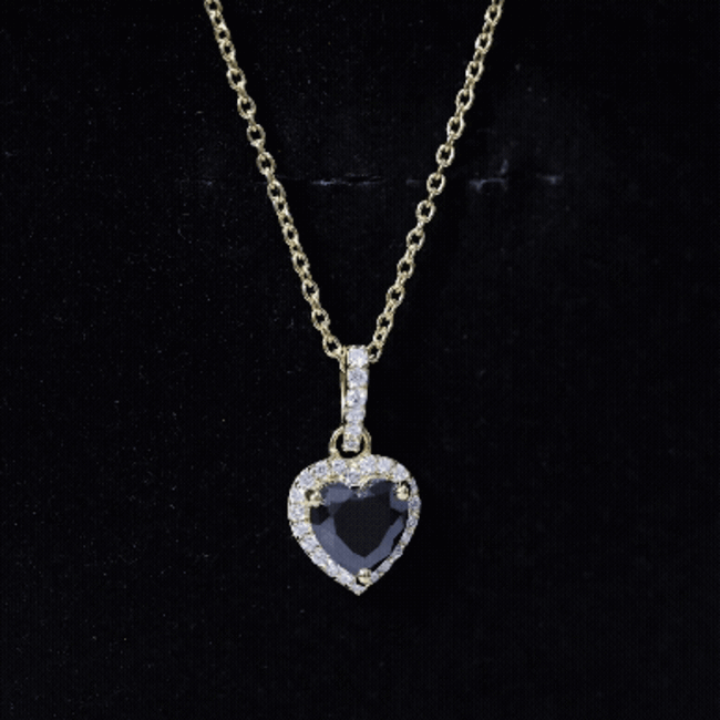 1.8 Carat Lab Created Black and White Diamond Heart Locket with Chain