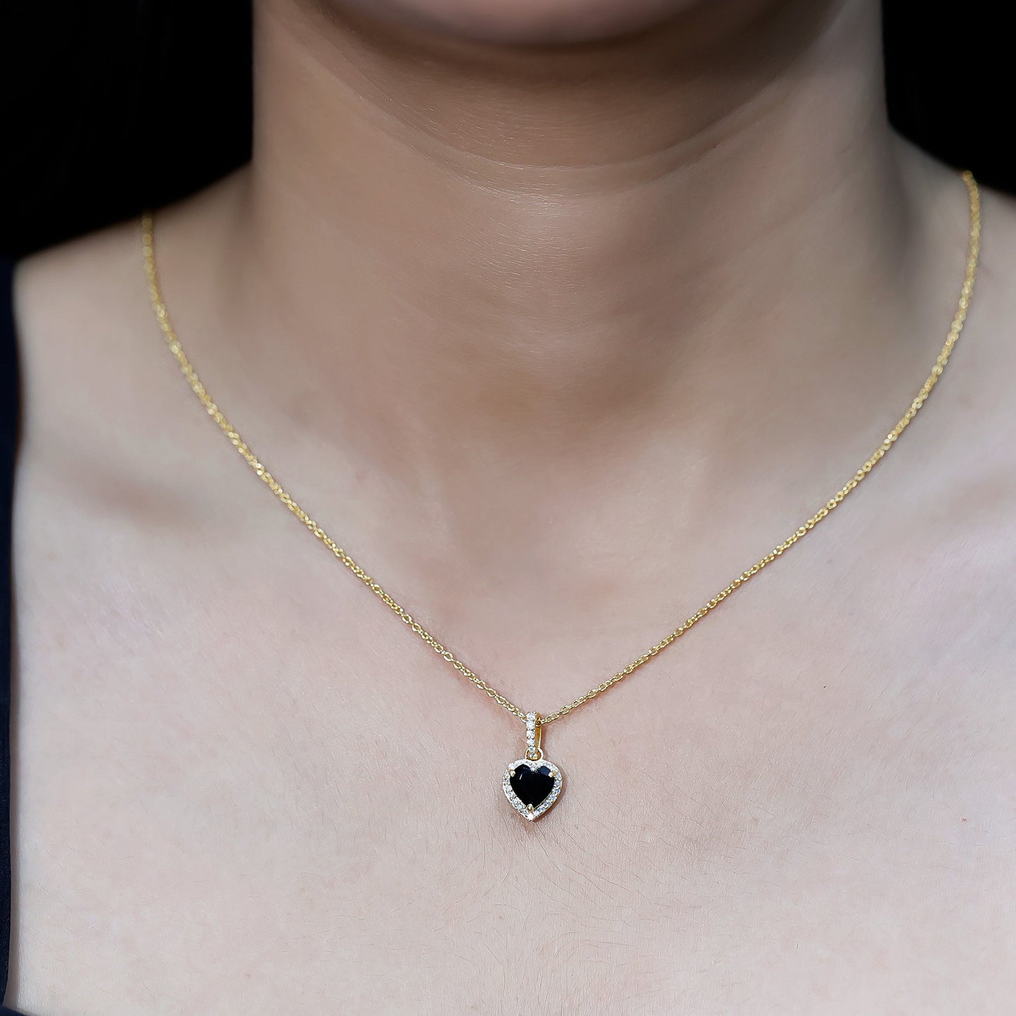 1.8 Carat Lab Created Black and White Diamond Heart Locket with Chain