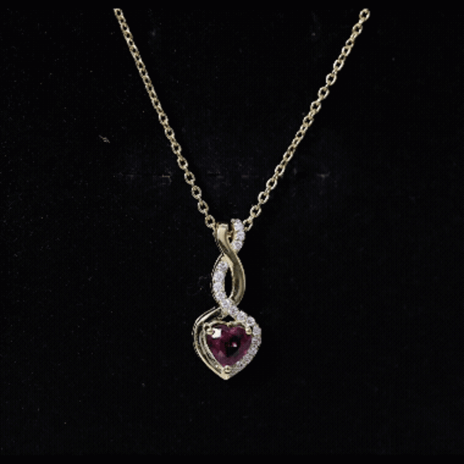 Certified 1 Carat Rhodolite Diamond Heart and Infinity Necklace