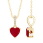 Natural 1 Carat Ruby Heart Necklace with Diamond Bail