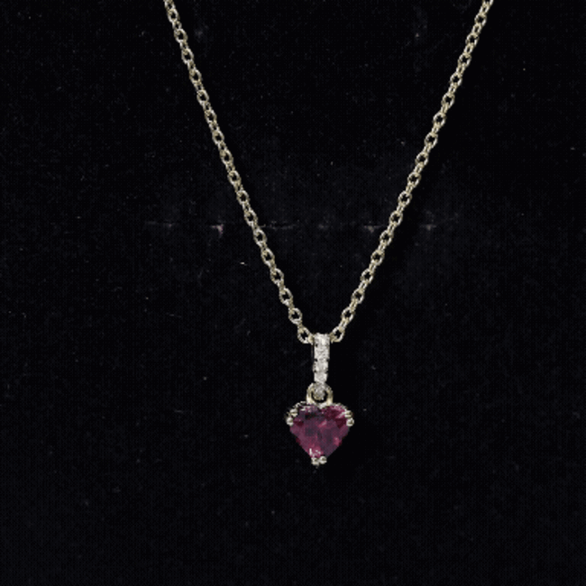 Rhodolite Garnet Heart Necklace with Diamond Accent Bail