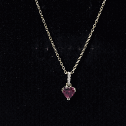 Rhodolite Garnet Heart Necklace with Diamond Accent Bail
