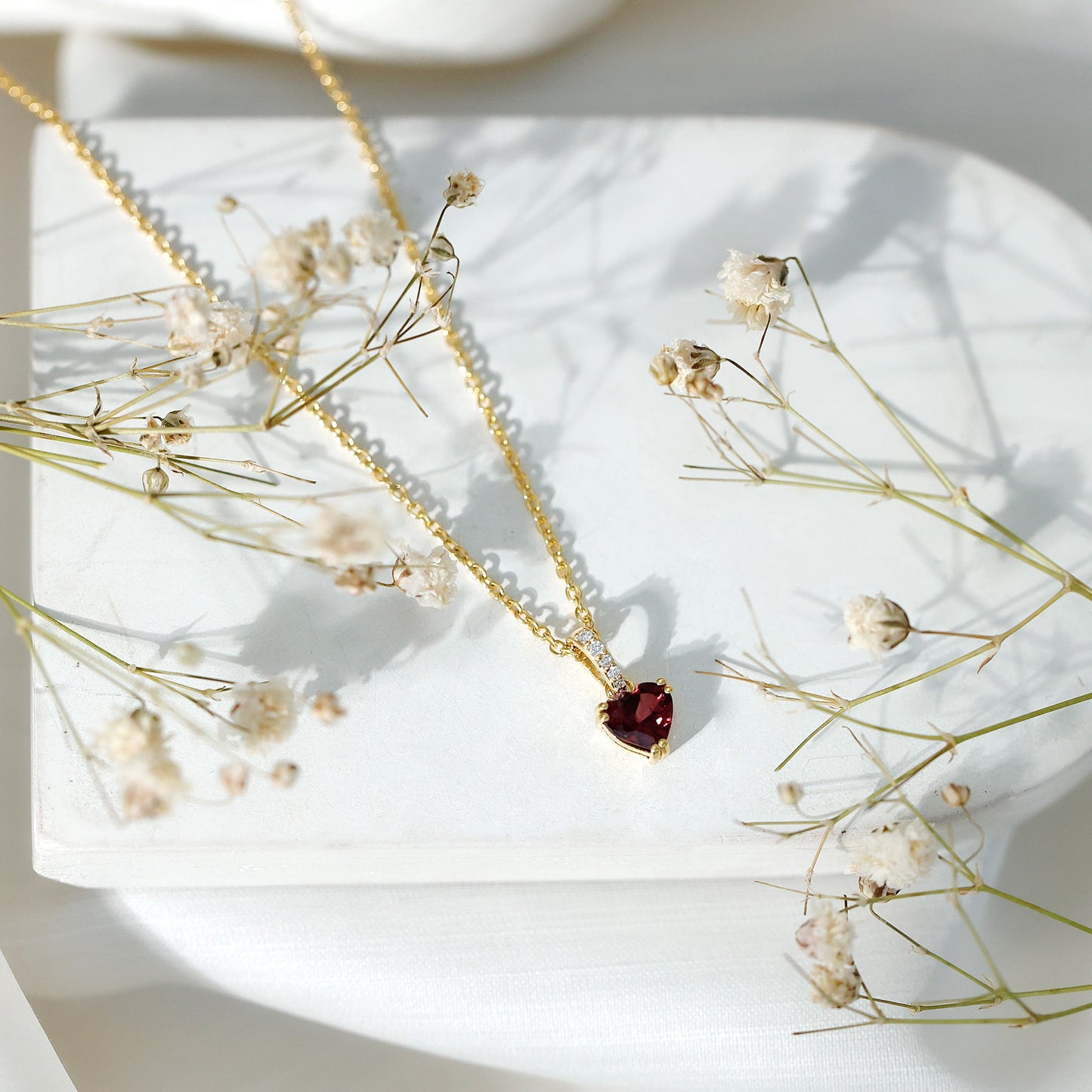 Rhodolite Garnet Heart Necklace with Diamond Accent Bail