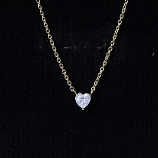 Certified Half Carat Moissanite Heart Promise Necklace with Silver Chain