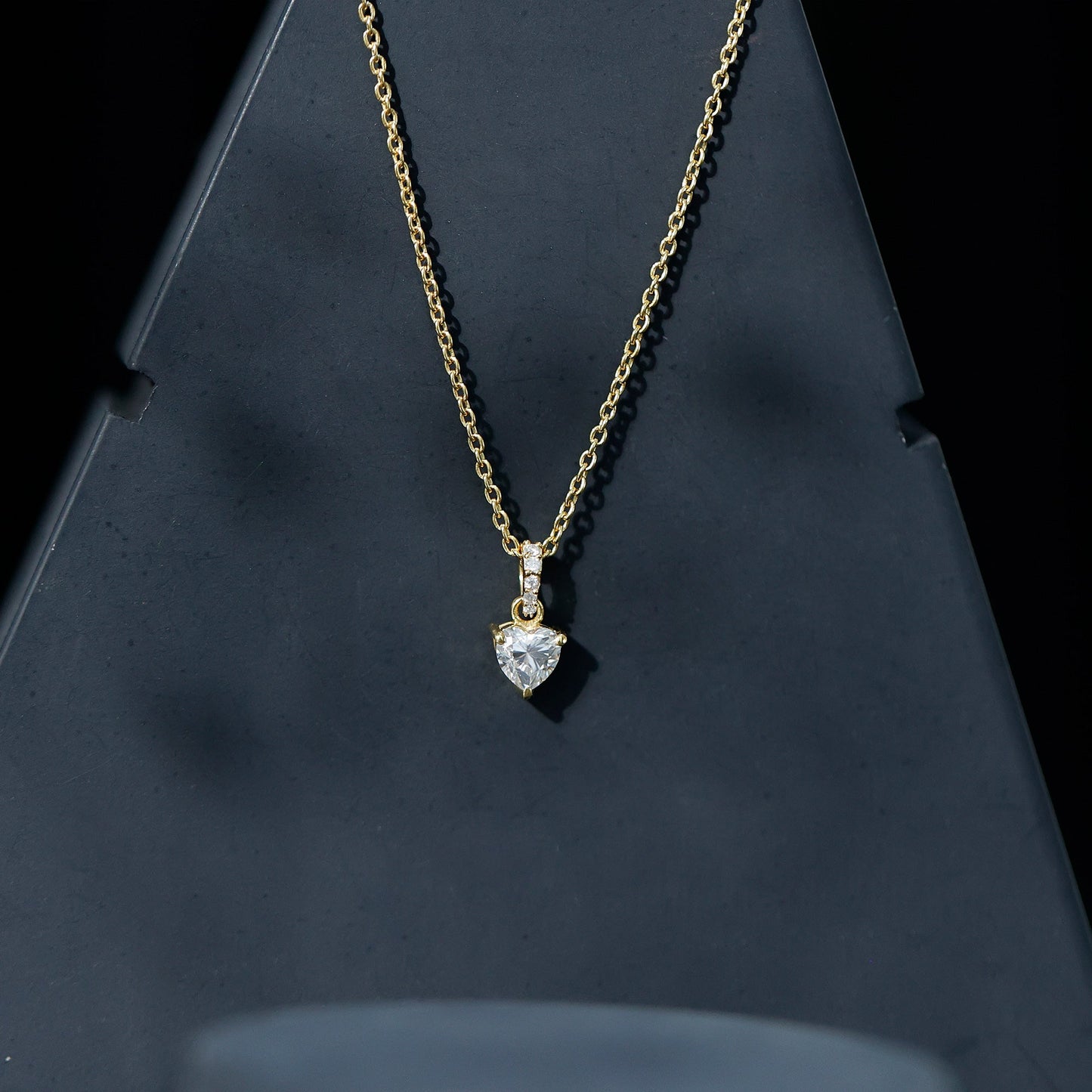 Yellow Gold Plated Silver 0.5 Carat Moissanite Heart Pendant with Chain