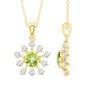 Green Peridot and Diamond Flower Pendant Necklace