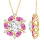 Certified 2 Carat Moissanite Flower Statement Necklace With Pink Tourmaline