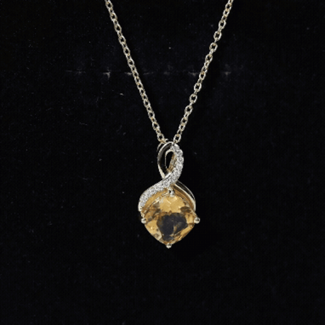 Cushion Cut 2.2 Carat Citrine Infinity Necklace with Silver Chain