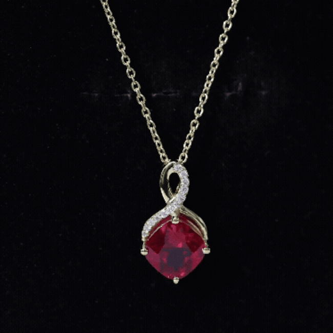 Certified Cushion Cut 2 Carat Lab Grown Ruby Infinity Necklace with Chain