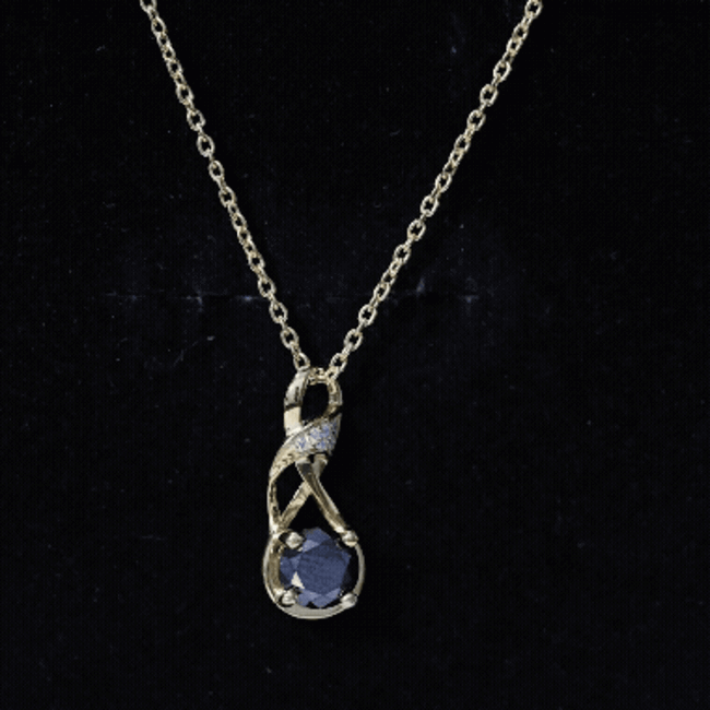 1 Carat Black and White Diamond Infinity Necklace with Silver Chain