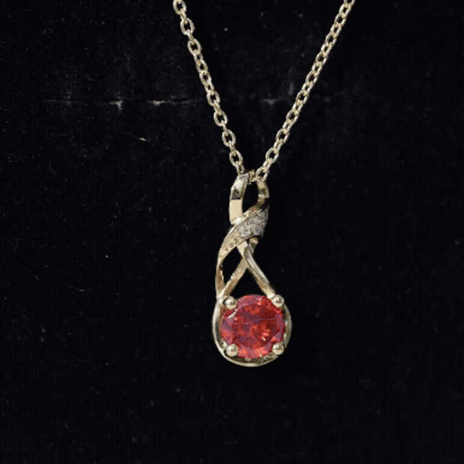 1 Carat Lab Grown Orange Sapphire Infinity Pendant Necklace with Diamond
