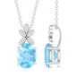 Natural 1.7 CT Oval Aquamarine Flower Necklace with Lab Grown Diamonds