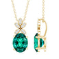 2 Carat Oval Lab Grown Emerald Wedding Necklace with Diamond Flower
