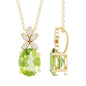 1.7 Carat Oval Peridot Diamond Flower Necklace for Women