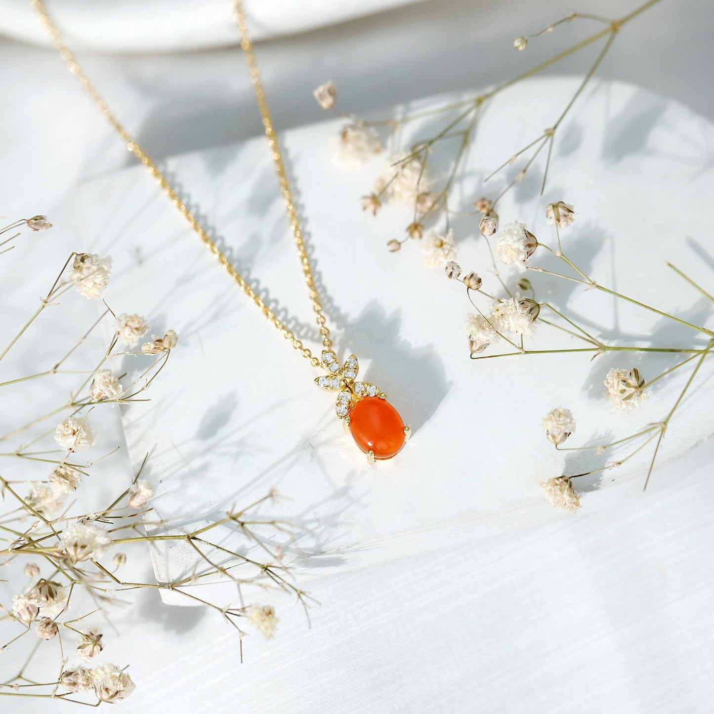 Certified 2.2 Carat Fire Opal Pendant Necklace with Diamond Flower