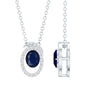 Certified Oval Shape Blue Sapphire Diamond Pendant Necklace with Chain