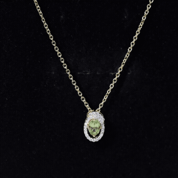 Certified Oval Peridot Pendant Necklace with Lab Diamond