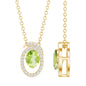 Certified Oval Peridot Pendant Necklace with Lab Diamond