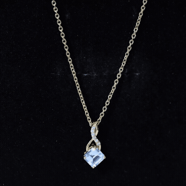 0.5 CT Cushion Cut Sky Blue Topaz Infinity Necklace with Silver Chain