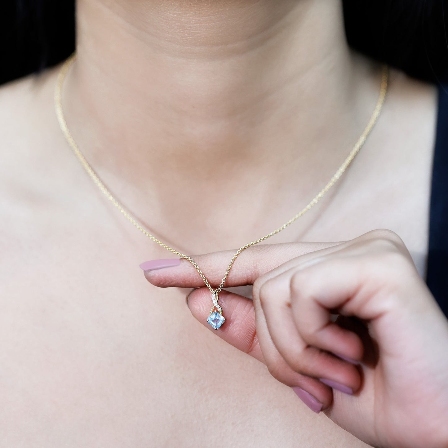 0.5 CT Cushion Cut Sky Blue Topaz Infinity Necklace with Silver Chain