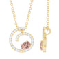 Yellow Gold Plated Silver Morganite Swirl Necklace with Lab Diamond
