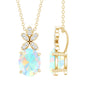 2 Carat Oval Shaped Ethiopian Opal and Diamond Flower Necklace with Chain