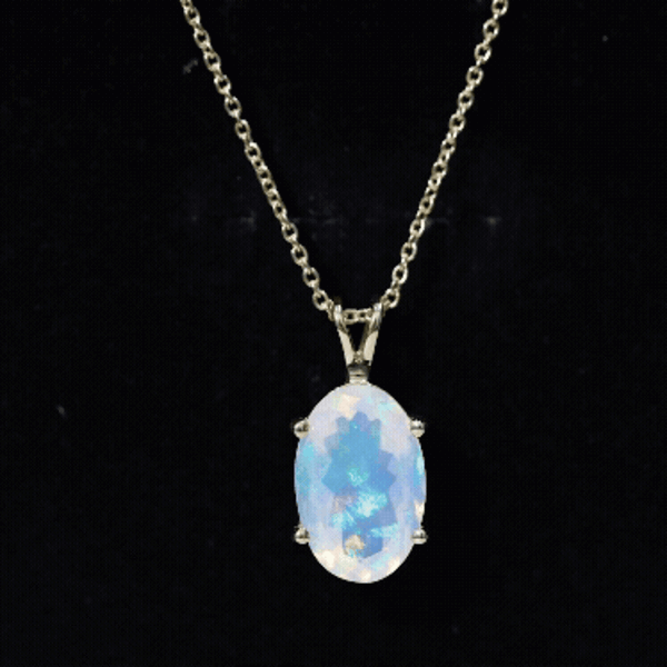 5.63 Carat Oval Shaped Huge Ethiopian Opal Necklace with Chain