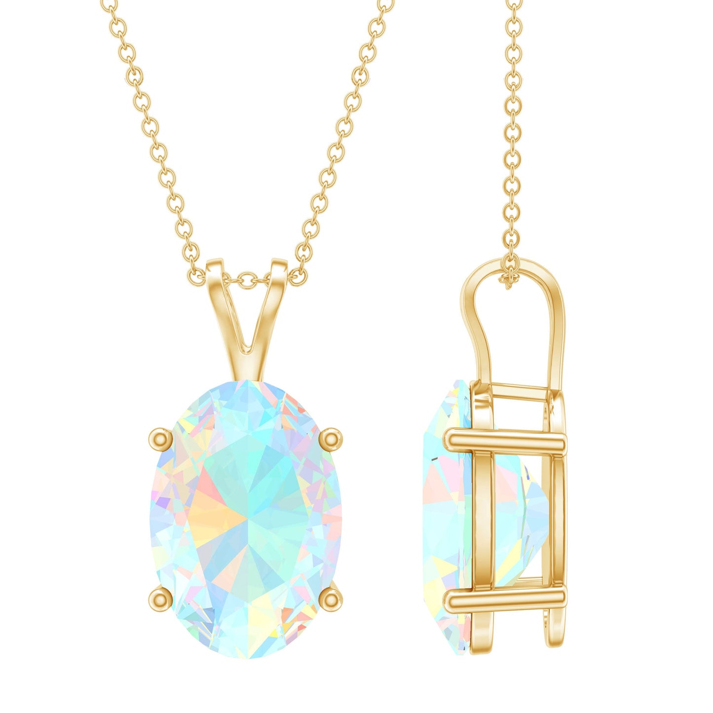 5.63 Carat Oval Shaped Huge Ethiopian Opal Necklace with Chain