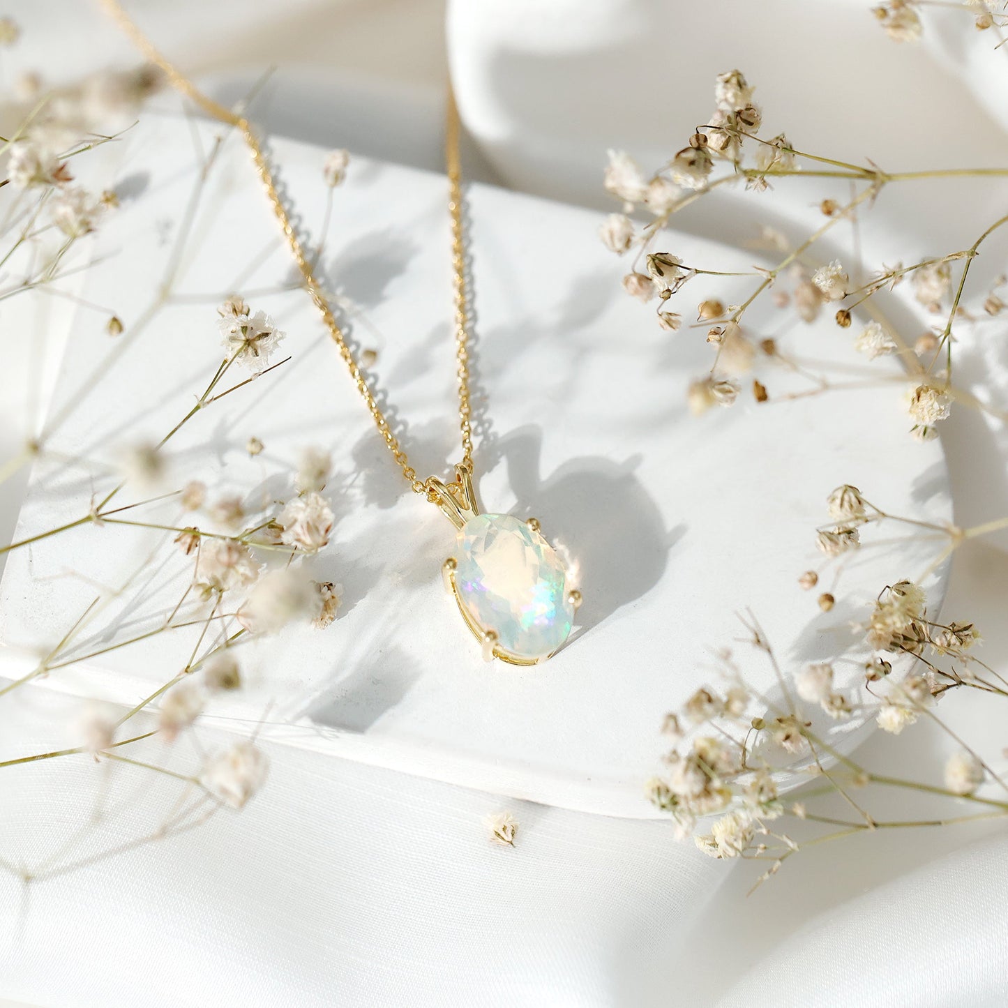 5.63 Carat Oval Shaped Huge Ethiopian Opal Necklace with Chain