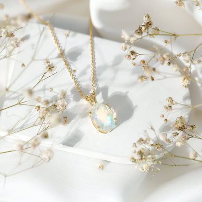 5.63 Carat Oval Shaped Huge Ethiopian Opal Necklace with Chain