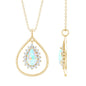 Natural 0.6 Carat Ethiopian Opal Teardrop Pendant Necklace with Lab Diamond Halo