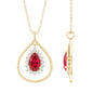 1.3 Carat Lab Grown Ruby Teardrop Necklace with Lab Diamond