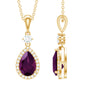Certified 1.5 Carat Rhodolite Teardrop Necklace with Diamond Halo