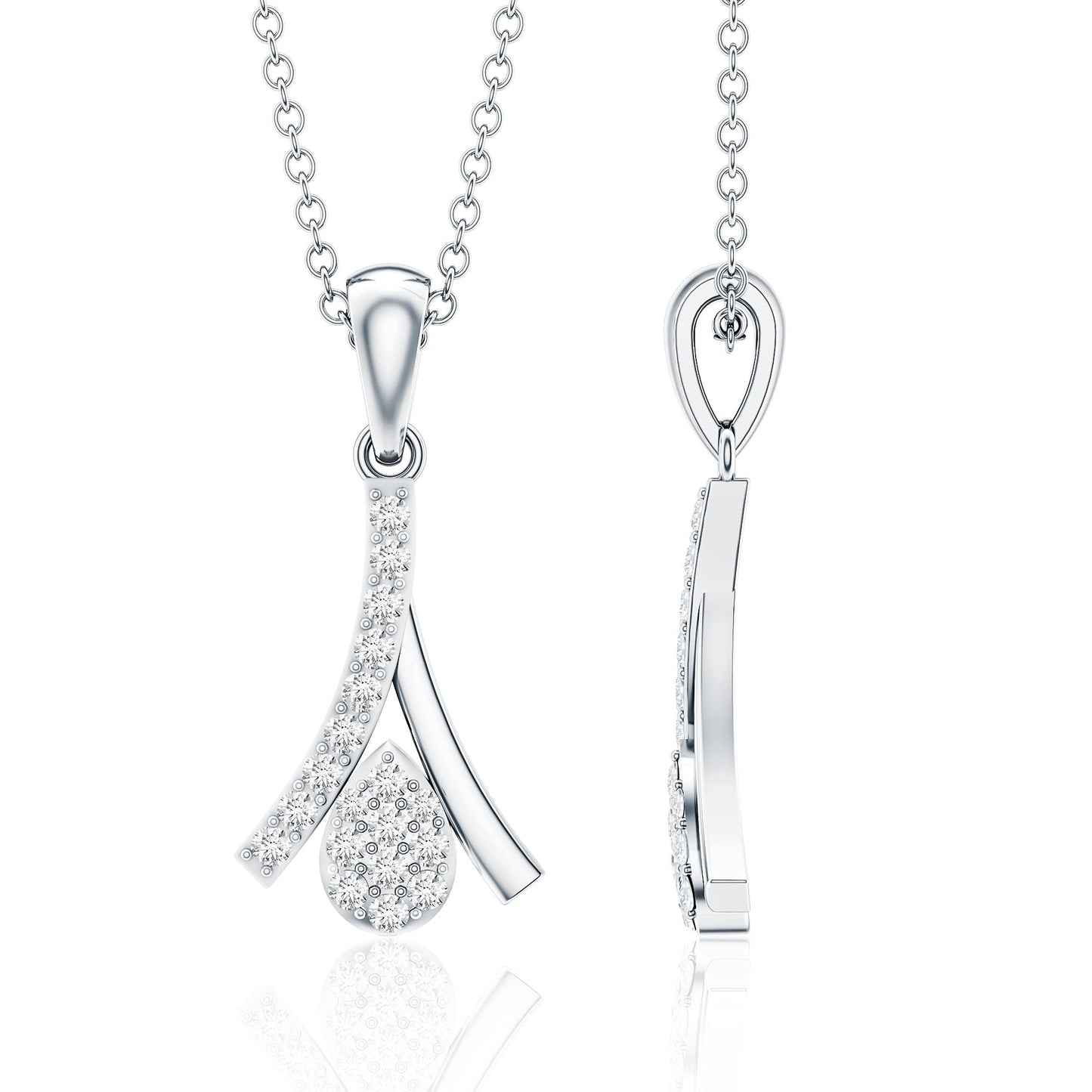 Certified Round Cut Diamond Cluster Necklace