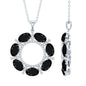 3 CT Oval Cut Black Spinel Eternity Necklace with Silver Chain