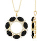 Oval Cut Black Spinel Eternity Pendant with Moissanite