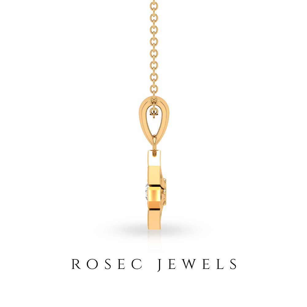 Natural Diamond Flower Pendant Necklace