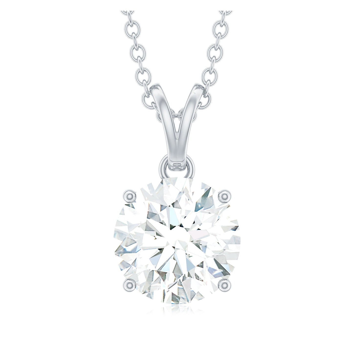 Certified 2 Carat Moissanite Solitaire Pendant Necklace With Chain
