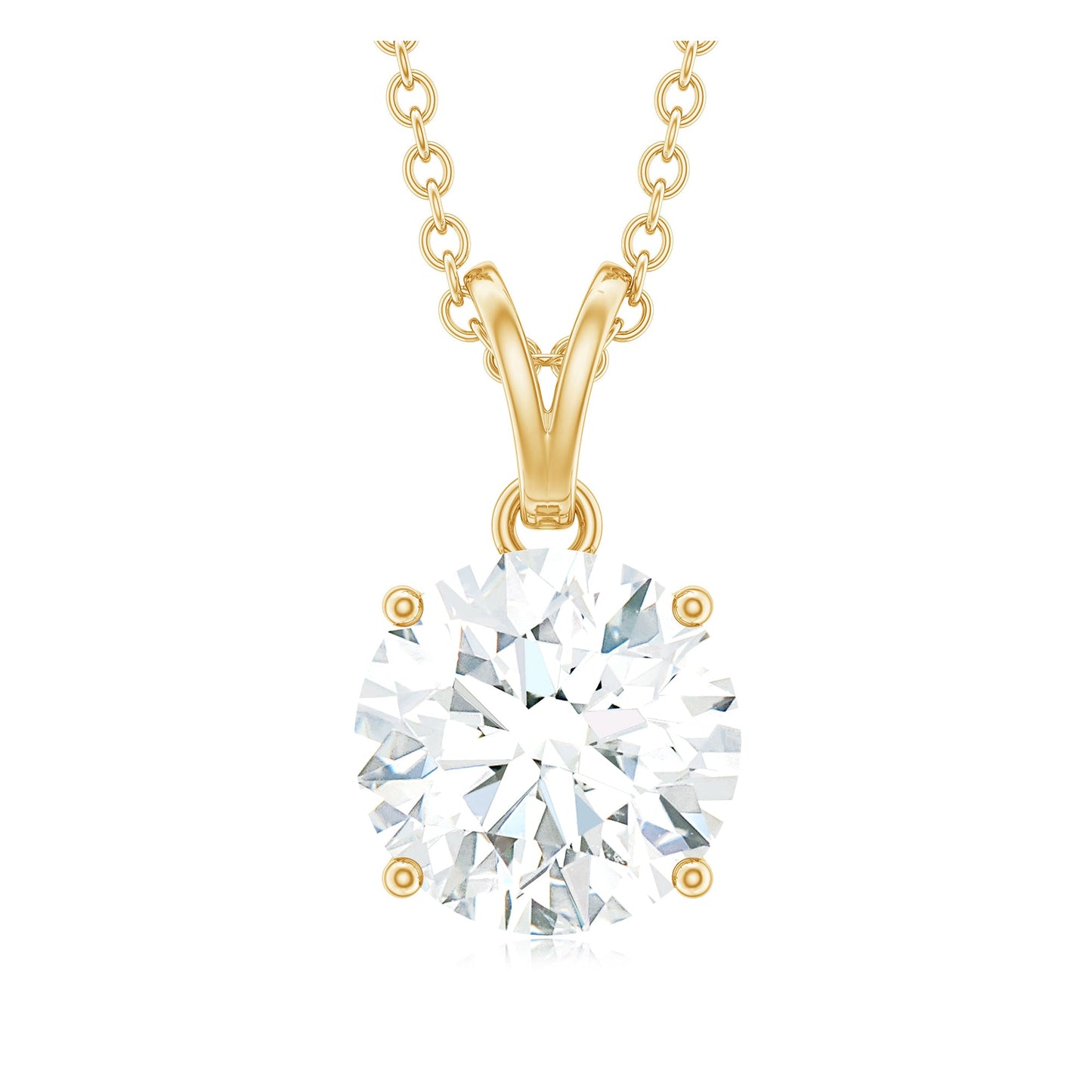 Certified 2 Carat Moissanite Solitaire Pendant Necklace With Chain