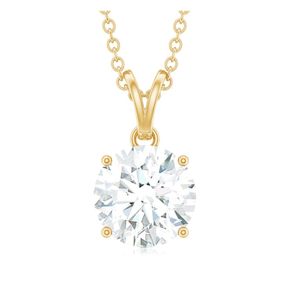 Certified 2 Carat Moissanite Solitaire Pendant Necklace With Chain