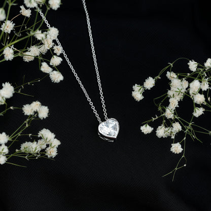 2 Carat Heart Shape Moissanite Solitaire Necklace in Bezel Setting