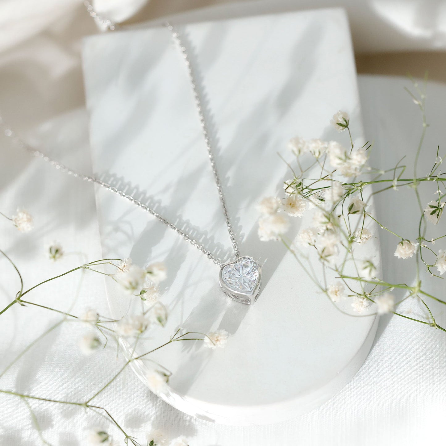 2 Carat Heart Shape Moissanite Solitaire Necklace in Bezel Setting