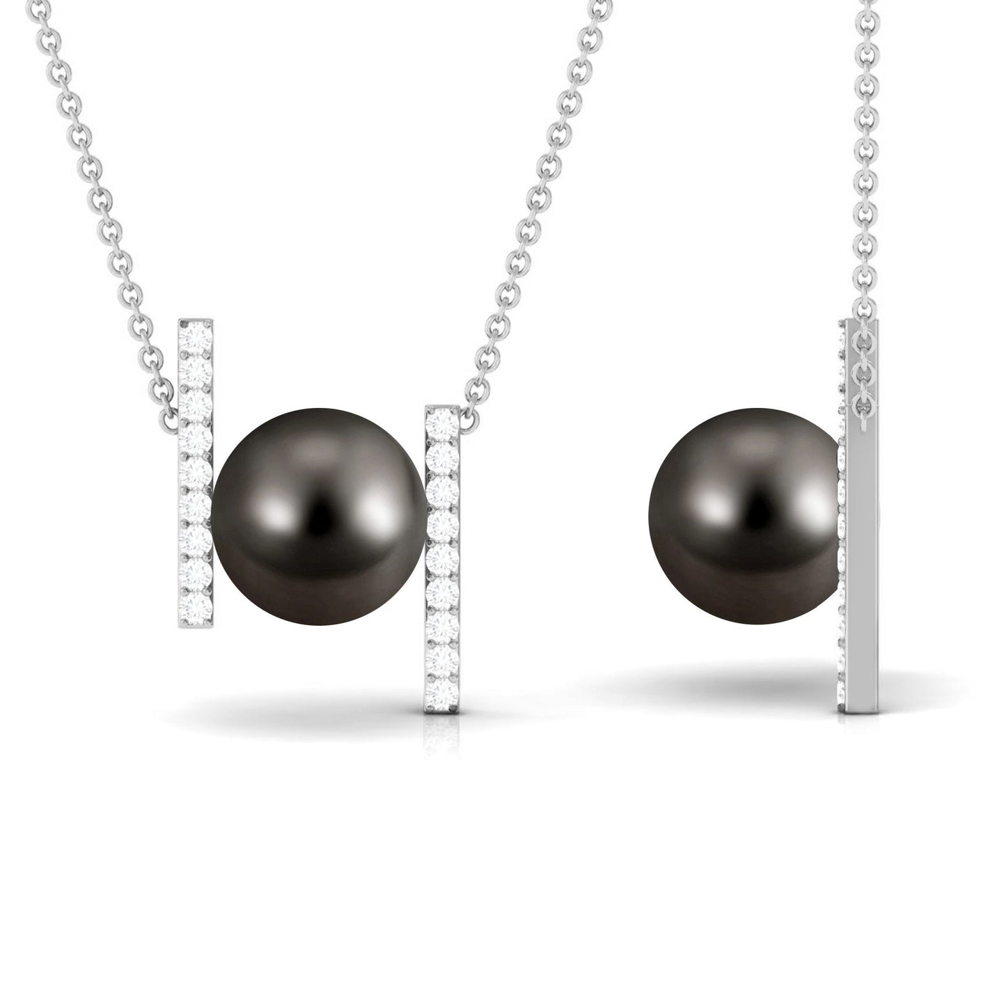 8 Carat Real Tahitian Black Pearl and Diamond Necklace with Certificate