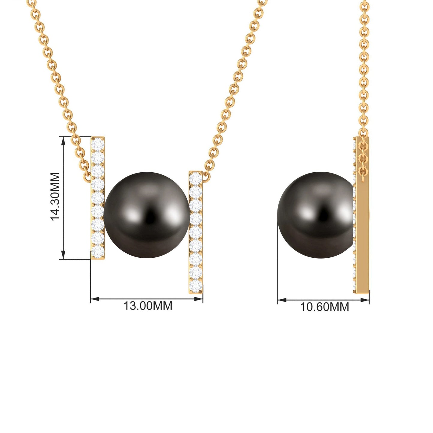 8 Carat Real Tahitian Black Pearl and Diamond Necklace with Certificate